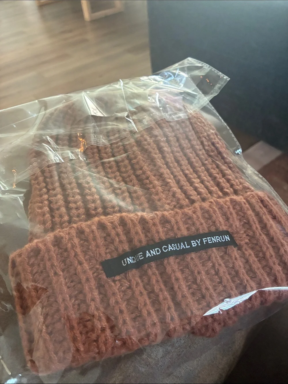 Ribbed Knit Beanie - Rose Brown